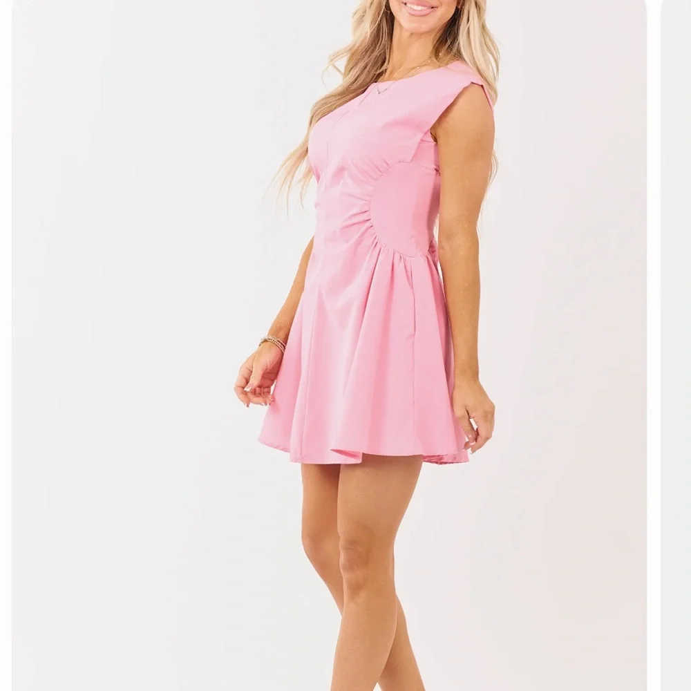 Pink Ruched Mini Dress - Picture 4 of 5